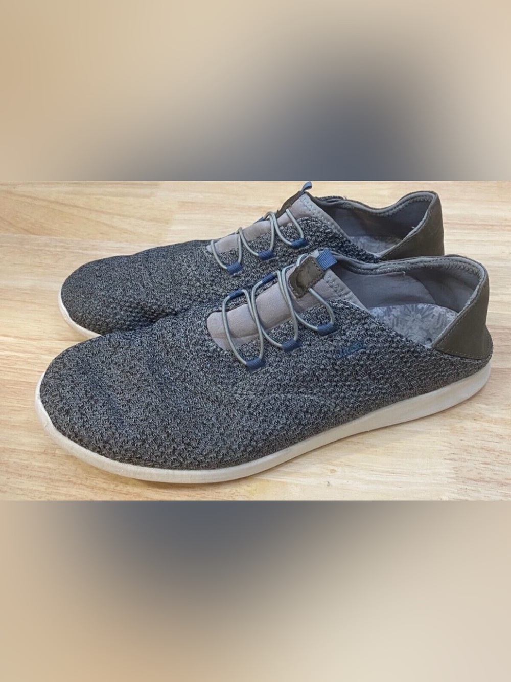 OLUKAI Alapa Li Charcoal Gray Blue Slip On Beach Summer Shoes Loafers-Men’s 9.5